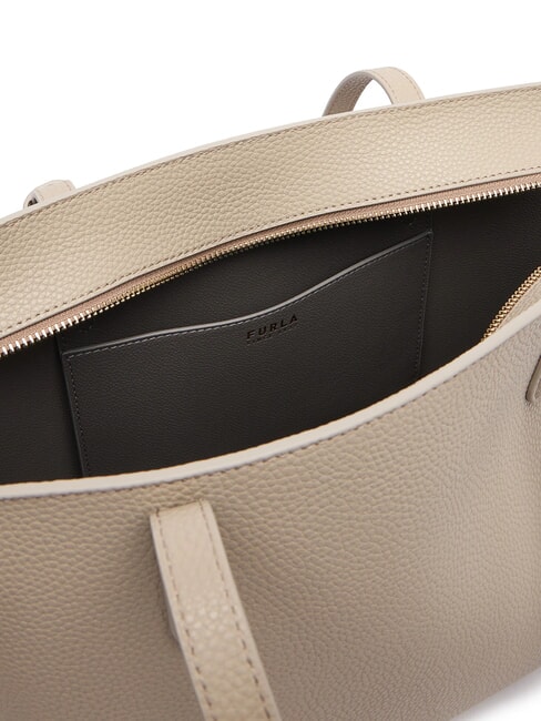 AVA Medium leather shopping bag linen+urban gray int. - Women’s Bags