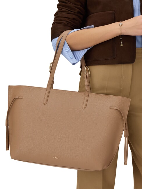 AVA Large leather shopping bag toffee+black int. - Women’s Bags