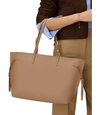 FURLA AVA Large leather shopping bag toffee+black int. - Women’s Bags - 5