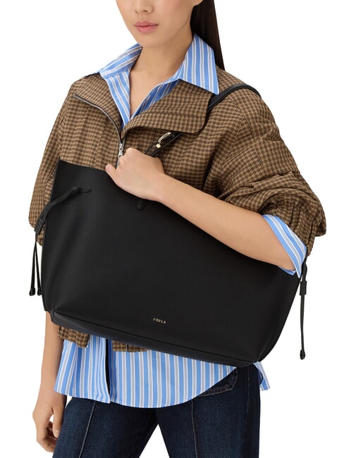 AVA Large leather shopping bag black+black int - Women’s Bags