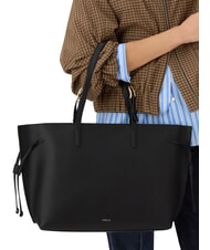 FURLA AVA Large leather shopping bag black+black int - Women’s Bags - 6