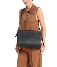 COCCINELLE BOHEME GRANA DOUBLE Handbag, with shoulder strap, in leather black/cognac - Women’s Bags - 4