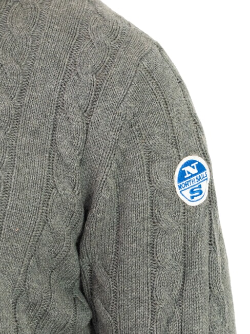 N|S Cable knit crew neck sweater medium gray melange - Men's Sweaters