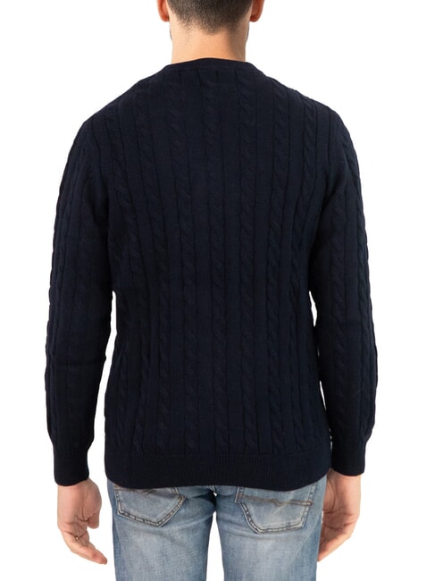 N|S Cable knit crew neck sweater navy blue - Men's Sweaters