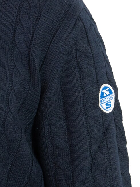 N|S Cable knit crew neck sweater navy blue - Men's Sweaters