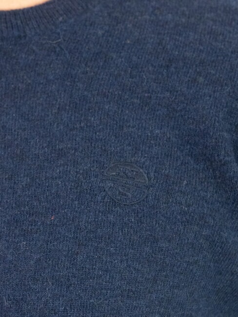 N|S Crew neck sweater with logo embroidery navy blue - Men's Sweaters