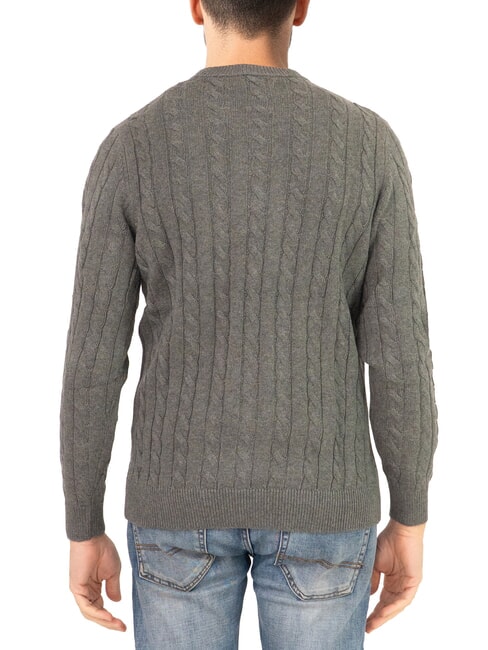 N|S Cable knit crew neck sweater medium gray melange - Men's Sweaters