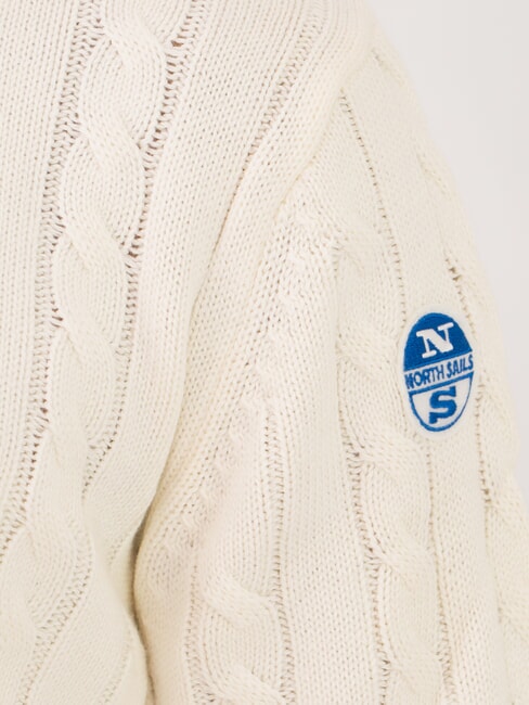 N|S Cable knit crew neck sweater Marshmallow - Men's Sweaters