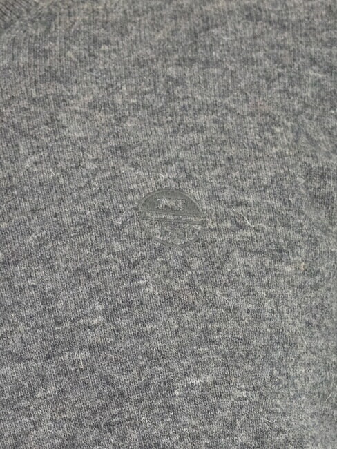 N|S Crew neck sweater with logo embroidery dark gray melange - Men's Sweaters