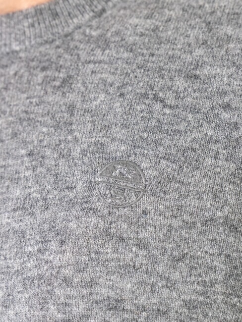 N|S Crew neck sweater with logo embroidery medium gray melange - Men's Sweaters