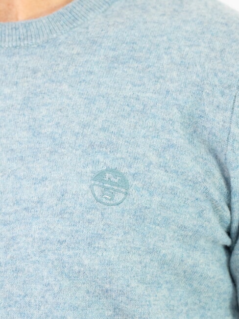 N|S Crew neck sweater with logo embroidery dusty blue - Men's Sweaters