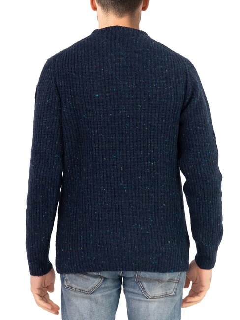 N|S Melange wool blend crew neck sweater navy blue - Men's Sweaters