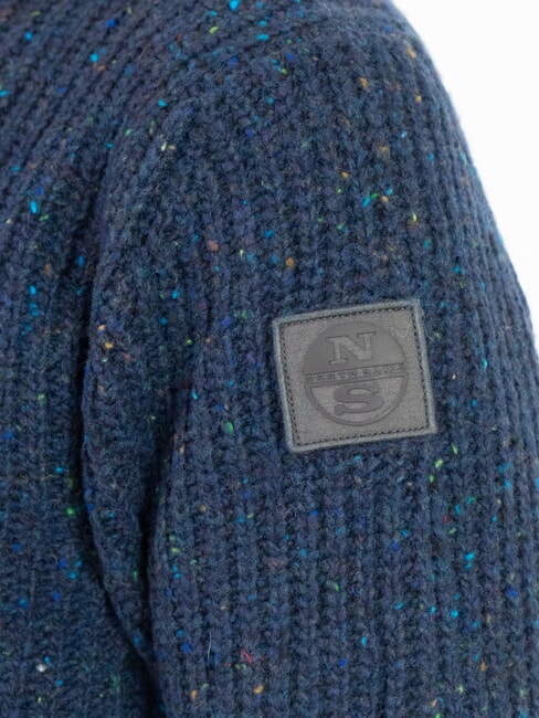 N|S Melange wool blend crew neck sweater navy blue - Men's Sweaters