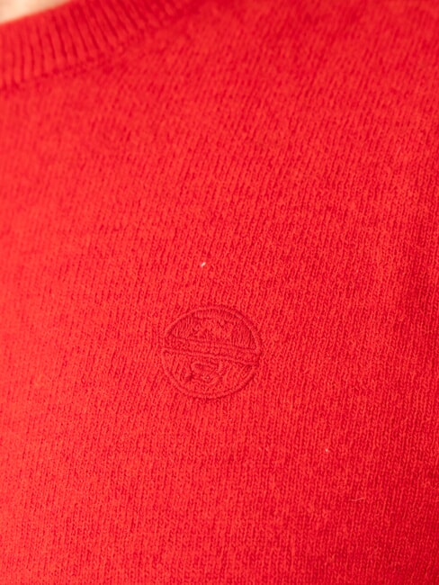 N|S Crew neck sweater with logo embroidery Pompeian red - Men's Sweaters