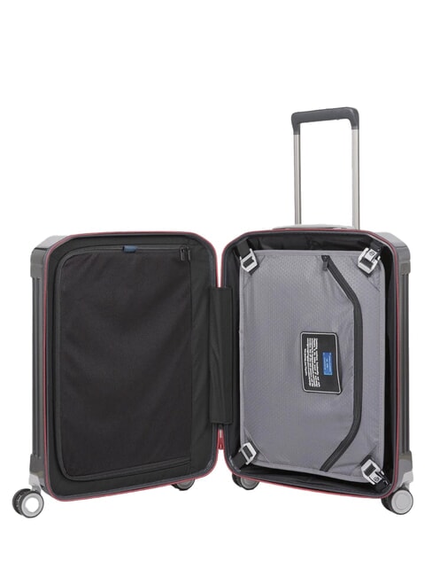 PQ-LIGHT Ultra slim cabin trolley grey/red - Hand luggage