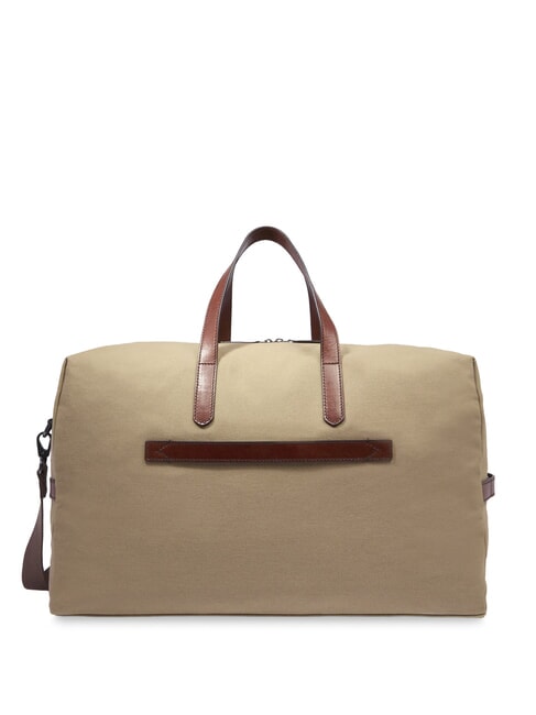 STORY Medium leather and fabric duffel bag natural/dark ruthenium brown - Duffle bags