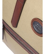 THE BRIDGE STORY Medium leather and fabric duffel bag natural/dark ruthenium brown - Duffle bags - 4