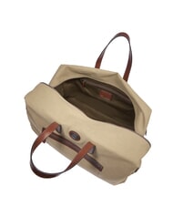 THE BRIDGE STORY Medium leather and fabric duffel bag natural/dark ruthenium brown - Duffle bags - 5