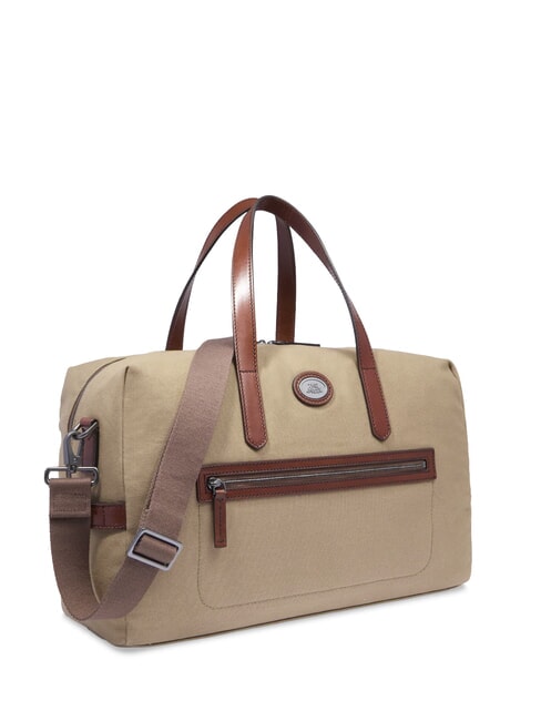 STORY Small leather and fabric duffel bag natural/dark ruthenium brown - Duffle bags