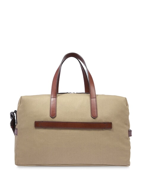 STORY Small leather and fabric duffel bag natural/dark ruthenium brown - Duffle bags
