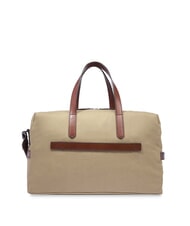 THE BRIDGE STORY Small leather and fabric duffel bag natural/dark ruthenium brown - Duffle bags - 3