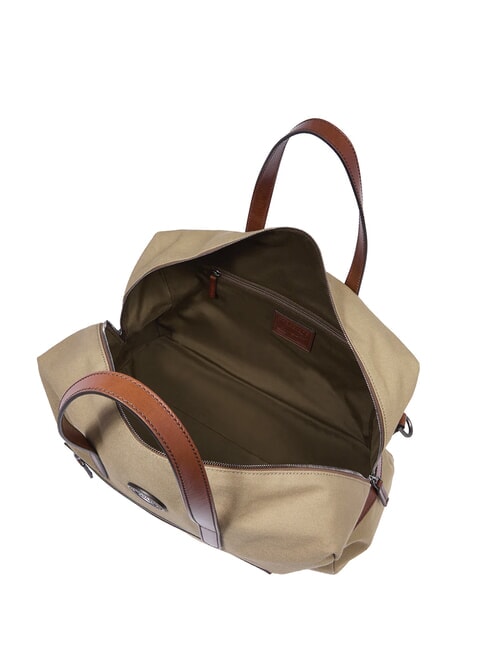 STORY Small leather and fabric duffel bag natural/dark ruthenium brown - Duffle bags