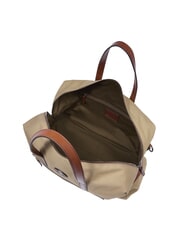 THE BRIDGE STORY Small leather and fabric duffel bag natural/dark ruthenium brown - Duffle bags - 5