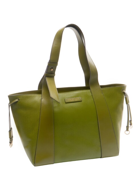 CARLOTTA Leather shoulder shopping bag fig green abb. gold - Women’s Bags