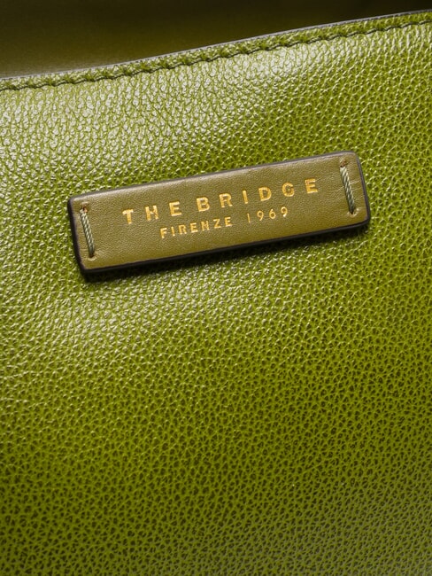 CARLOTTA Leather shoulder shopping bag fig green abb. gold - Women’s Bags