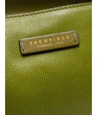 THE BRIDGE CARLOTTA Leather shoulder shopping bag fig green abb. gold - Women’s Bags - 3