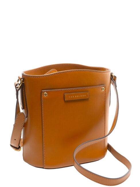 CECILIA Leather shoulder strap Cognac / Gold - Women&rsquo;s Bags