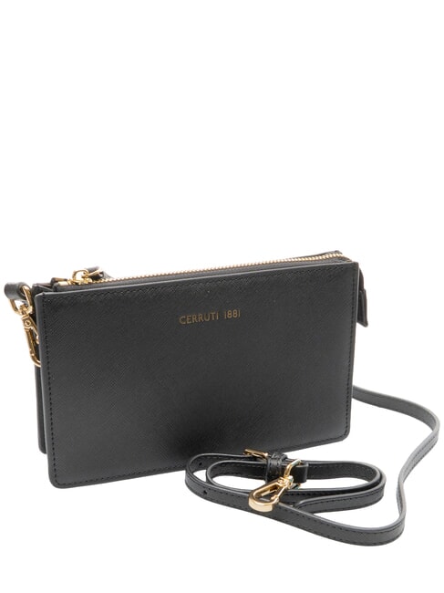 CERRUTIS Clutch bag with shoulder strap, in leather black - Women’s Bags