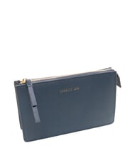CERRUTI CERRUTIS Clutch bag with shoulder strap, in leather blue - Women’s Bags - 2