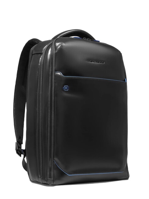 BLUE SQUARE Fast-check leather backpack for 15.6" laptop Black - Laptop backpacks