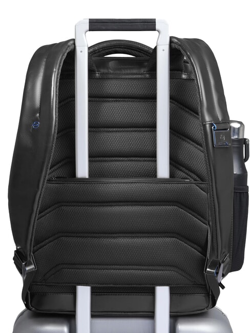 BLUE SQUARE Fast-check leather backpack for 15.6" laptop Black - Laptop backpacks