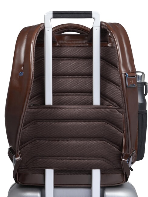 BLUE SQUARE Fast-check leather backpack for 15.6" laptop MAHOGANY - Laptop backpacks