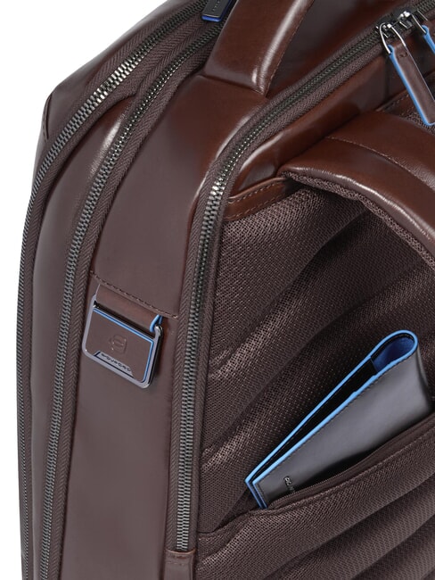 BLUE SQUARE Fast-check leather backpack for 15.6" laptop MAHOGANY - Laptop backpacks