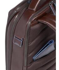 PIQUADRO BLUE SQUARE Fast-check leather backpack for 15.6" laptop MAHOGANY - Laptop backpacks - 4
