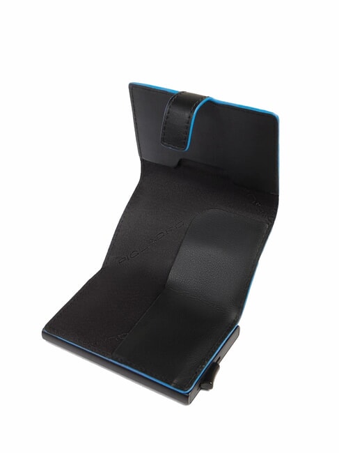 ATLAS Automatic card holder in metal and leather Black - Men’s Wallets