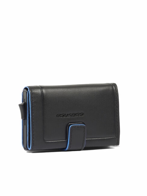 ATLAS Automatic card holder in metal and leather Black - Men’s Wallets