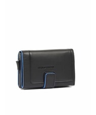 PIQUADRO ATLAS Automatic card holder in metal and leather Black - Men’s Wallets - 4