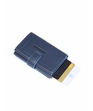 PIQUADRO ATLAS Automatic card holder in metal and leather blue - Men’s Wallets - 2