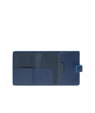 PIQUADRO ATLAS Automatic card holder in metal and leather blue - Men’s Wallets - 3