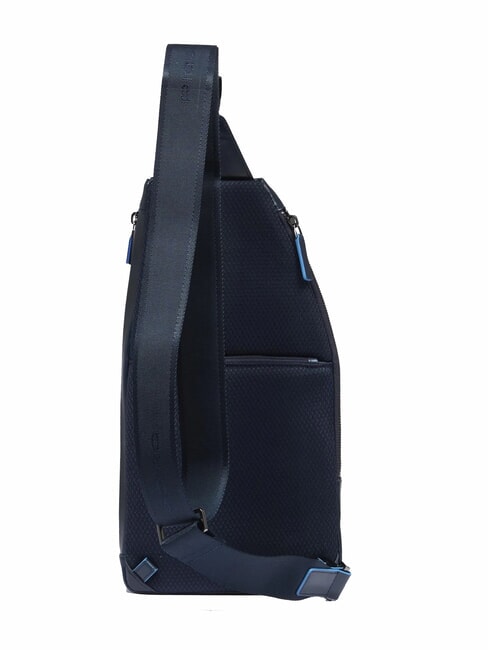 BLUE SQUARE Leather shoulder bag backpack with mini tablet holder blue - Over-the-shoulder Bags for Men