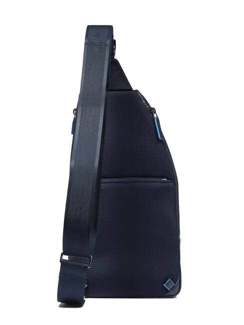 BLUE SQUARE Leather shoulder bag backpack with mini tablet holder blue - Over-the-shoulder Bags for Men