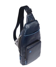PIQUADRO BLUE SQUARE Leather shoulder bag backpack with mini tablet holder blue - Over-the-shoulder Bags for Men - 6