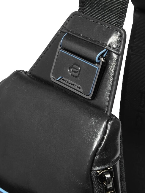 BLUE SQUARE Leather shoulder bag backpack with mini tablet holder Black - Over-the-shoulder Bags for Men