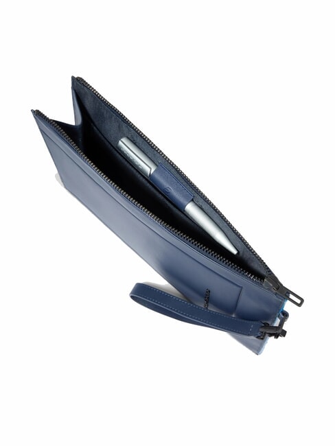 ATLAS Men's leather iPad pouch blue - Tablet holder& Organizer