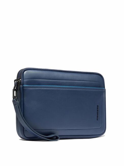 ATLAS Men's leather iPad pouch blue - Tablet holder& Organizer