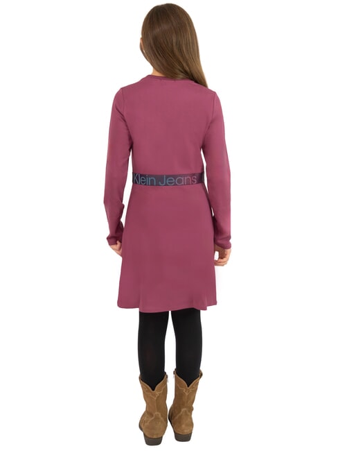 CK KIDS Long-sleeved elasticated logo dress amaranth - Little Girls' Dresses